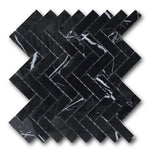 1x3 Black Marquina Marble Polished Herringbone Mosaic Tile 1x3 Black Marquina Marble Polished Herringbone Mosaic Tile - American Tile Depot
