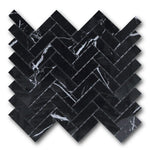 1x3 Black Marquina Marble Polished Herringbone Mosaic Tile 1x3 Black Marquina Marble Polished Herringbone Mosaic Tile - American Tile Depot