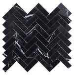 1x3 Black Marquina Marble Polished Herringbone Mosaic Tile 1x3 Black Marquina Marble Polished Herringbone Mosaic Tile - American Tile Depot