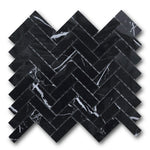 1x3 Black Marquina Marble Polished Herringbone Mosaic Tile 1x3 Black Marquina Marble Polished Herringbone Mosaic Tile - American Tile Depot