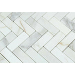 1x3 Calacatta Gold Marble Honed Herringbone Mosaic Tile 1x3 Calacatta Gold Marble Honed Herringbone Mosaic Tile - American Tile Depot
