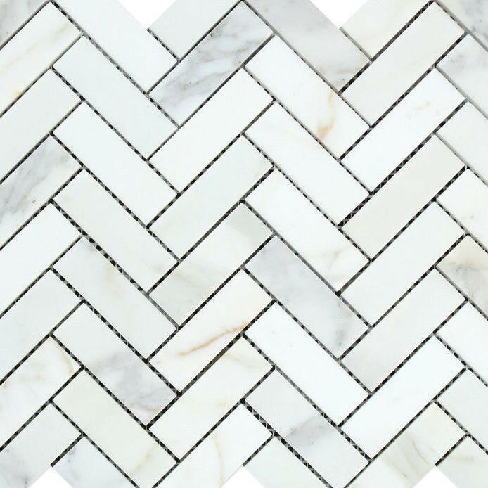 1x3 Calacatta Gold Marble Polished Herringbone Mosaic Tile 1x3 Calacatta Gold Marble Polished Herringbone Mosaic Tile - American Tile Depot