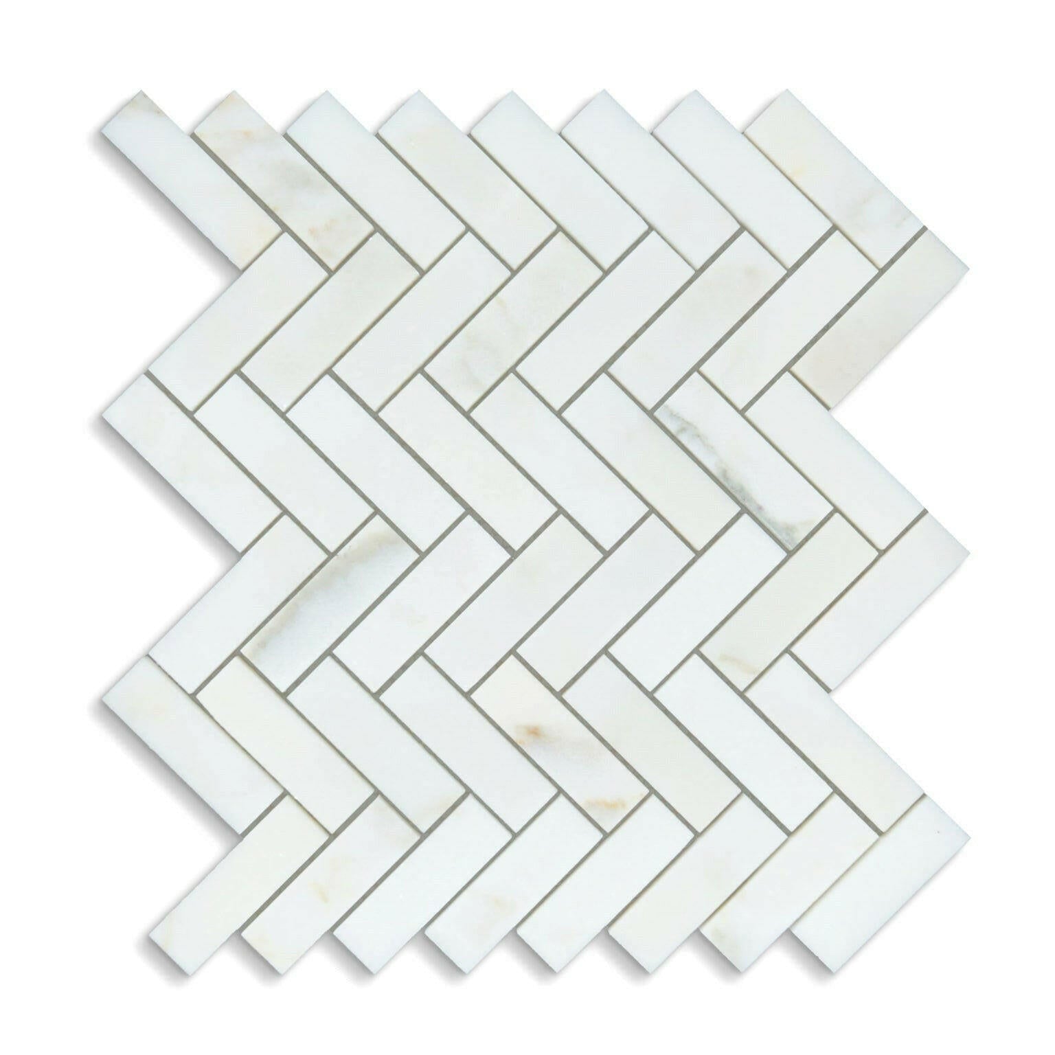 1x3 Calacatta Oliva Marble Polished Herringbone Mosaic Tile 1x3 Calacatta Oliva Marble Polished Herringbone Mosaic Tile - American Tile Depot