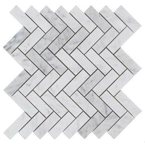 1x3 Carrara White Marble Honed Herringbone Mosaic Tile 1x3 Carrara White Marble Honed Herringbone Mosaic Tile - American Tile Depot