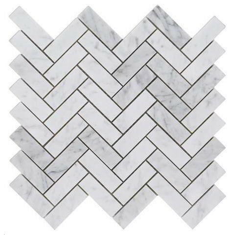 1x3 Carrara White Marble Honed Herringbone Mosaic Tile 1x3 Carrara White Marble Honed Herringbone Mosaic Tile - American Tile Depot
