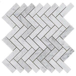 1x3 Carrara White Marble Honed Herringbone Mosaic Tile 1x3 Carrara White Marble Honed Herringbone Mosaic Tile - American Tile Depot