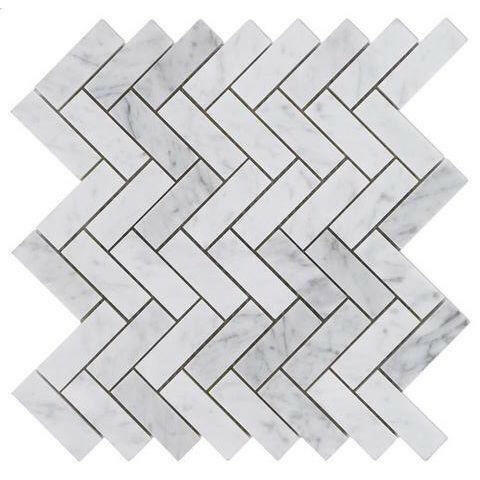 1x3 Carrara White Marble Honed Herringbone Mosaic Tile 1x3 Carrara White Marble Honed Herringbone Mosaic Tile - American Tile Depot