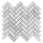 1x3 Carrara White Marble Honed Herringbone Mosaic Tile 1x3 Carrara White Marble Honed Herringbone Mosaic Tile - American Tile Depot