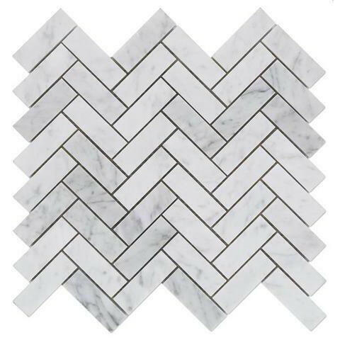1x3 Carrara White Marble Honed Herringbone Mosaic Tile 1x3 Carrara White Marble Honed Herringbone Mosaic Tile - American Tile Depot