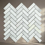 1x3 Oriental White / Asian Statuary Marble Honed Herringbone Mosaic Tile 1x3 Oriental White / Asian Statuary Marble Honed Herringbone Mosaic Tile - American Tile Depot