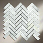 1x3 Oriental White / Asian Statuary Marble Polished Herringbone Mosaic Tile 1x3 Oriental White / Asian Statuary Marble Polished Herringbone Mosaic Tile - American Tile Depot