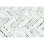 1x3 Oriental White / Asian Statuary Marble Polished Herringbone Mosaic Tile 1x3 Oriental White / Asian Statuary Marble Polished Herringbone Mosaic Tile - American Tile Depot