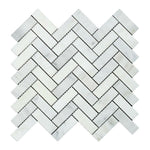 1x3 Oriental White / Asian Statuary Marble Polished Herringbone Mosaic Tile 1x3 Oriental White / Asian Statuary Marble Polished Herringbone Mosaic Tile - American Tile Depot