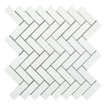 1x3 Thassos White Marble Honed Herringbone Mosaic Tile 1x3 Thassos White Marble Honed Herringbone Mosaic Tile - American Tile Depot