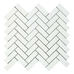 1x3 Thassos White Marble Polished Herringbone Mosaic Tile 1x3 Thassos White Marble Polished Herringbone Mosaic Tile - American Tile Depot