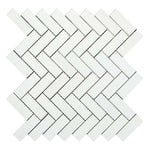 1x3 Thassos White Marble Polished Herringbone Mosaic Tile 1x3 Thassos White Marble Polished Herringbone Mosaic Tile - American Tile Depot