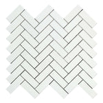1x3 Thassos White Marble Polished Herringbone Mosaic Tile 1x3 Thassos White Marble Polished Herringbone Mosaic Tile - American Tile Depot
