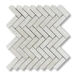 1x3 White Pearl / Botticino Marble Polished Herringbone Mosaic Tile - American Tile Depot