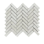 1x3 White Pearl / Botticino Marble Polished Herringbone Mosaic Tile 1x3 White Pearl / Botticino Marble Polished Herringbone Mosaic Tile - American Tile Depot