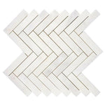 1x4 Afyon White Marble Polished Herringbone Mosaic Tile 1x4 Afyon White Marble Polished Herringbone Mosaic Tile - American Tile Depot