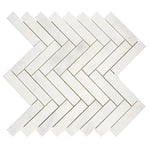 1x4 Afyon White Marble Polished Herringbone Mosaic Tile 1x4 Afyon White Marble Polished Herringbone Mosaic Tile - American Tile Depot