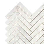 1x4 Afyon White Marble Polished Herringbone Mosaic Tile 1x4 Afyon White Marble Polished Herringbone Mosaic Tile - American Tile Depot