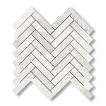 1x4 Bianco Congelato Dolomite Leathered Herringbone Mosaic Tile - American Tile Depot