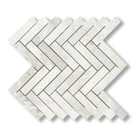 1x4 Bianco Congelato Dolomite Leathered Herringbone Mosaic Tile - American Tile Depot
