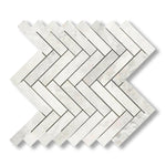 1x4 Bianco Congelato Dolomite Leathered Herringbone Mosaic Tile - American Tile Depot