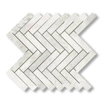 1x4 Bianco Congelato Dolomite Leathered Herringbone Mosaic Tile - American Tile Depot