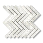 1x4 Bianco Congelato Dolomite Leathered Herringbone Mosaic Tile - American Tile Depot