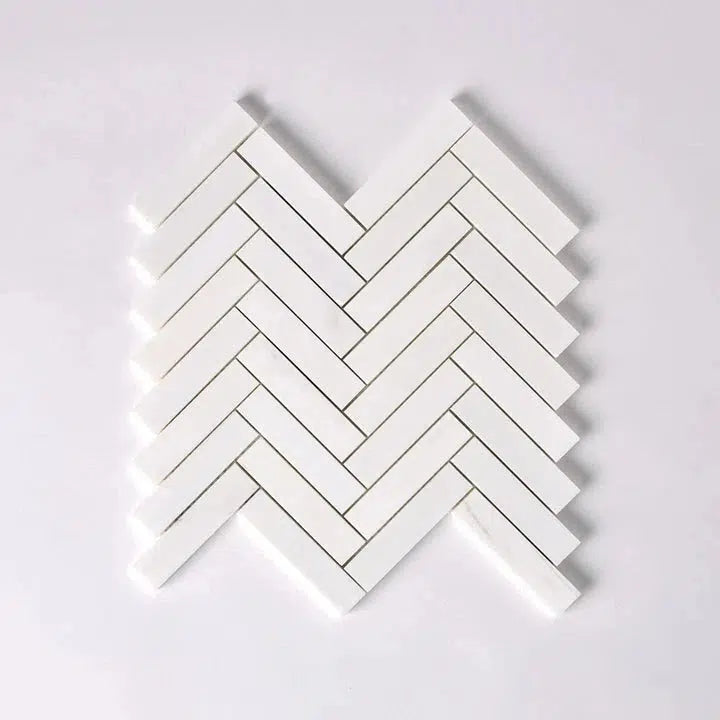 1x4 Bianco Dolomite Honed Herringbone Mosaic Tile 1x4 Bianco Dolomite Honed Herringbone Mosaic Tile - American Tile Depot