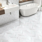 1x4 Bianco Dolomite Honed Herringbone Mosaic Tile 1x4 Bianco Dolomite Honed Herringbone Mosaic Tile - American Tile Depot