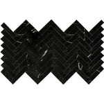1x4 Black Marquina Marble Honed Herringbone Mosaic Tile 1x4 Black Marquina Marble Honed Herringbone Mosaic Tile - American Tile Depot