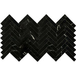 1x4 Black Marquina Marble Honed Herringbone Mosaic Tile 1x4 Black Marquina Marble Honed Herringbone Mosaic Tile - American Tile Depot