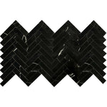 1x4 Black Marquina Marble Honed Herringbone Mosaic Tile 1x4 Black Marquina Marble Honed Herringbone Mosaic Tile - American Tile Depot