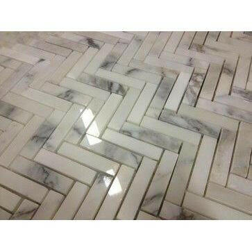 1x4 Calacatta Gold Marble Polished Herringbone Mosaic Tile 1x4 Calacatta Gold Marble Polished Herringbone Mosaic Tile - American Tile Depot