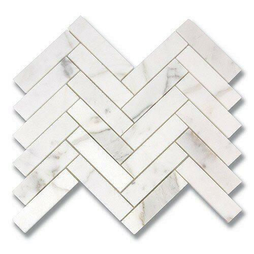 1x4 Calacatta Gold Marble Polished Herringbone Mosaic Tile 1x4 Calacatta Gold Marble Polished Herringbone Mosaic Tile - American Tile Depot