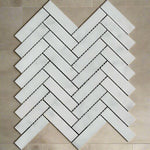 1x4 Carrara White Marble Honed Herringbone Mosaic Tile 1x4 Carrara White Marble Honed Herringbone Mosaic Tile - American Tile Depot
