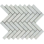1x4 Carrara White Marble Polished Herringbone Mosaic Tile 1x4 Carrara White Marble Polished Herringbone Mosaic Tile - American Tile Depot