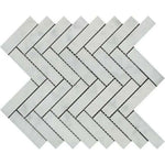 1x4 Carrara White Marble Polished Herringbone Mosaic Tile 1x4 Carrara White Marble Polished Herringbone Mosaic Tile - American Tile Depot