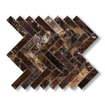1x4 Emperador Dark Marble Polished Herringbone Mosaic Tile - American Tile Depot