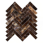 1x4 Emperador Dark Marble Polished Herringbone Mosaic Tile 1x4 Emperador Dark Marble Polished Herringbone Mosaic Tile - American Tile Depot