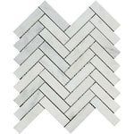 1x4 Oriental White / Asian Statuary Marble Honed Herringbone Mosaic Tile 1x4 Oriental White / Asian Statuary Marble Honed Herringbone Mosaic Tile - American Tile Depot