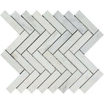 1x4 Oriental White / Asian Statuary Marble Polished Herringbone Mosaic Tile 1x4 Oriental White / Asian Statuary Marble Polished Herringbone Mosaic Tile - American Tile Depot