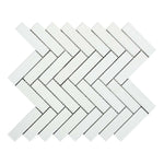 1x4 Thassos White Marble Polished Herringbone Mosaic Tile 1x4 Thassos White Marble Polished Herringbone Mosaic Tile - American Tile Depot
