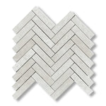 1x4 White Pearl / Botticino Marble Polished Herringbone Mosaic Tile - American Tile Depot