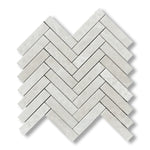 1x4 White Pearl / Botticino Marble Polished Herringbone Mosaic Tile - American Tile Depot