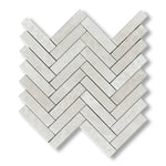 1x4 White Pearl / Botticino Marble Polished Herringbone Mosaic Tile - American Tile Depot