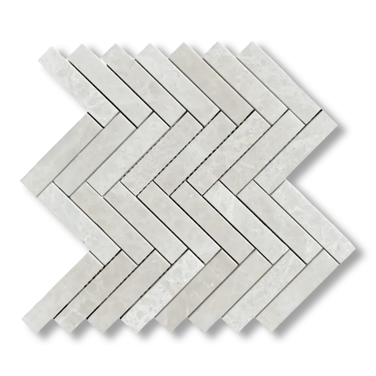 1x4 White Pearl / Botticino Marble Polished Herringbone Mosaic Tile - American Tile Depot